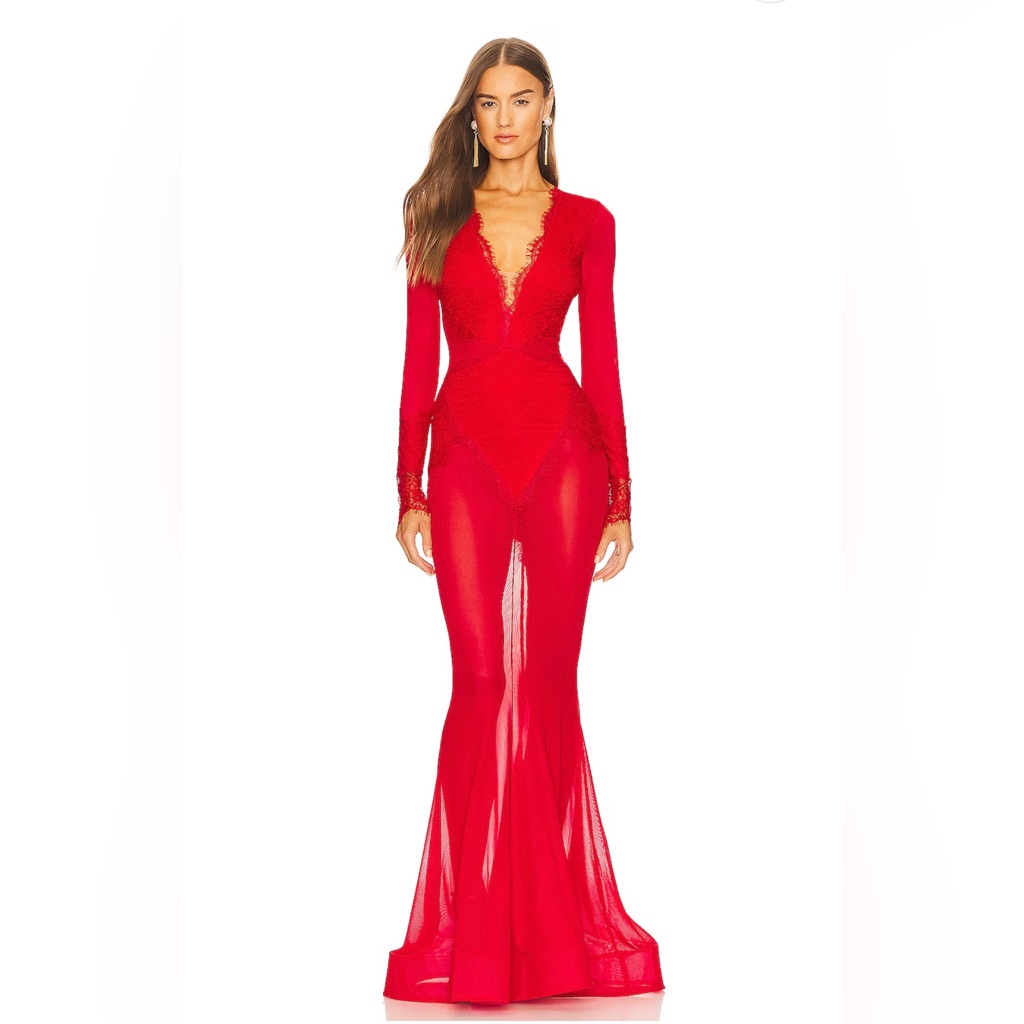 Michael Costello X Revolve Martin Gown In Red In Xs